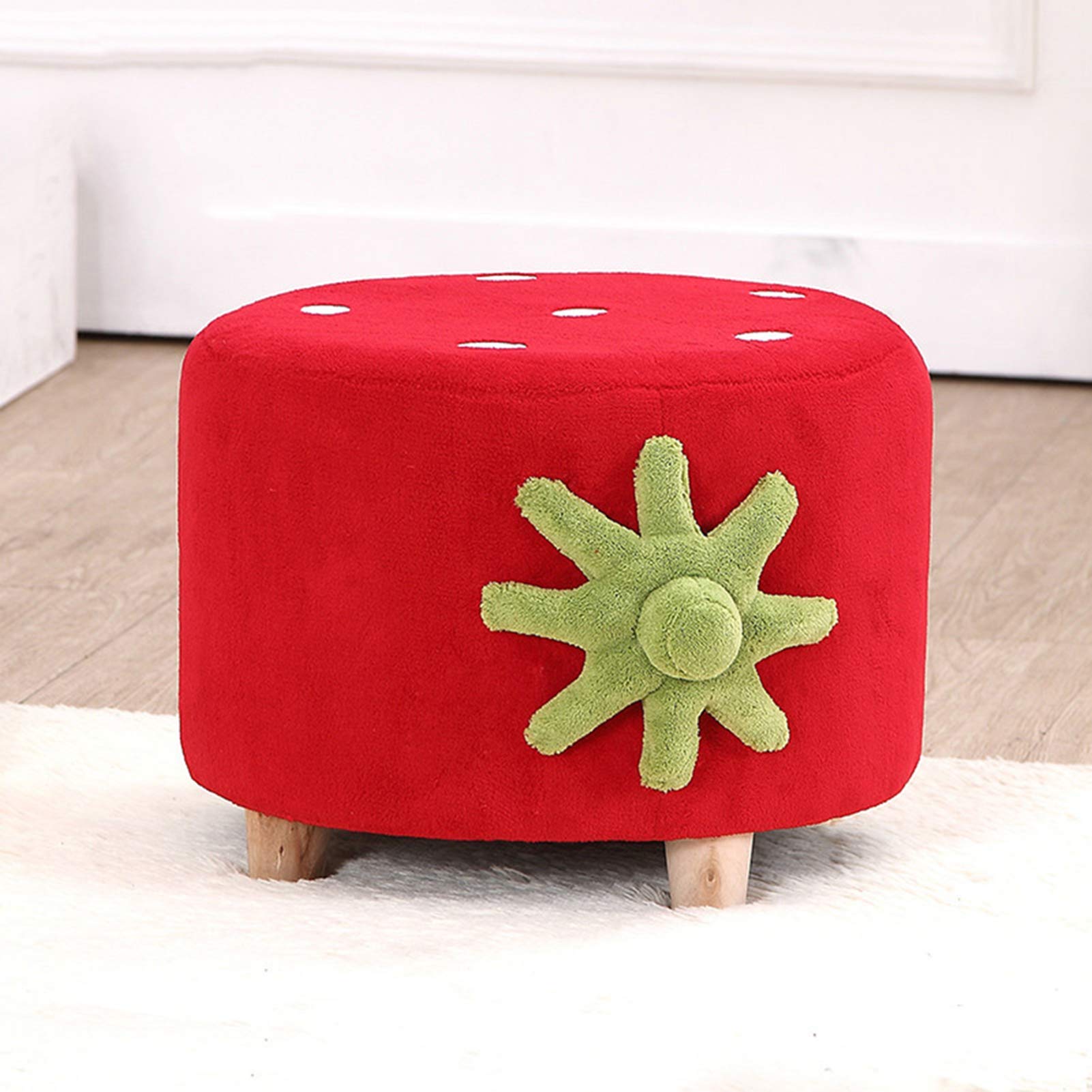 Reposapiés Redondo para niños, Dibujos Animados de Fresas para Cambiar Zapatos, taburetes, pequeño, reposapiés, tapizado, puf, Silla para niños, Dormitorio, Sala de Estar, Rojo