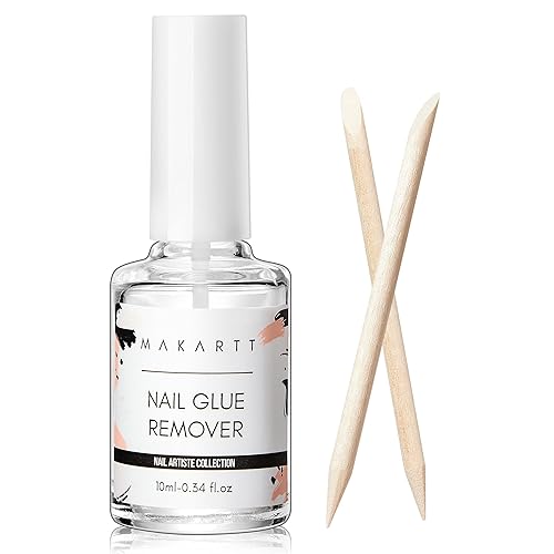 Makartt Removedor de pegamento de uñas para uñas a presión, 0.3 onzas líquidas de pegamento para puntas de uñas, uñas acrílicas, removedor de