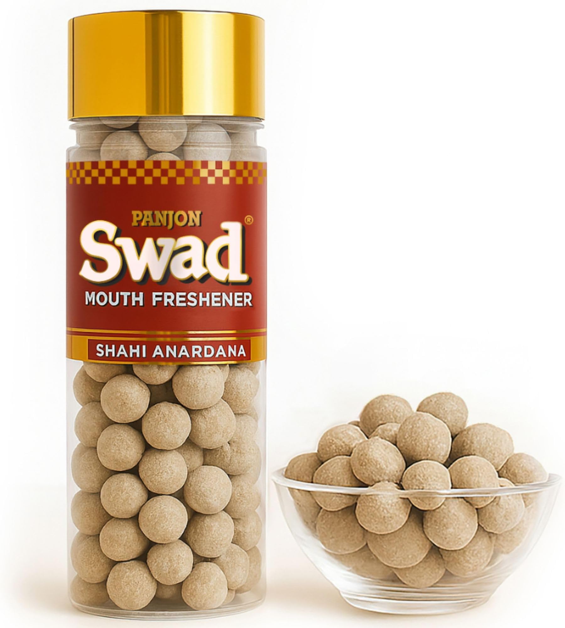 Panjon Swad Anardana Goli, After Meal Digestive Mukhwas Mouth Freshener, helps imporve digestions, 1 Bottle, 100g (SHAHI ANARDANA)