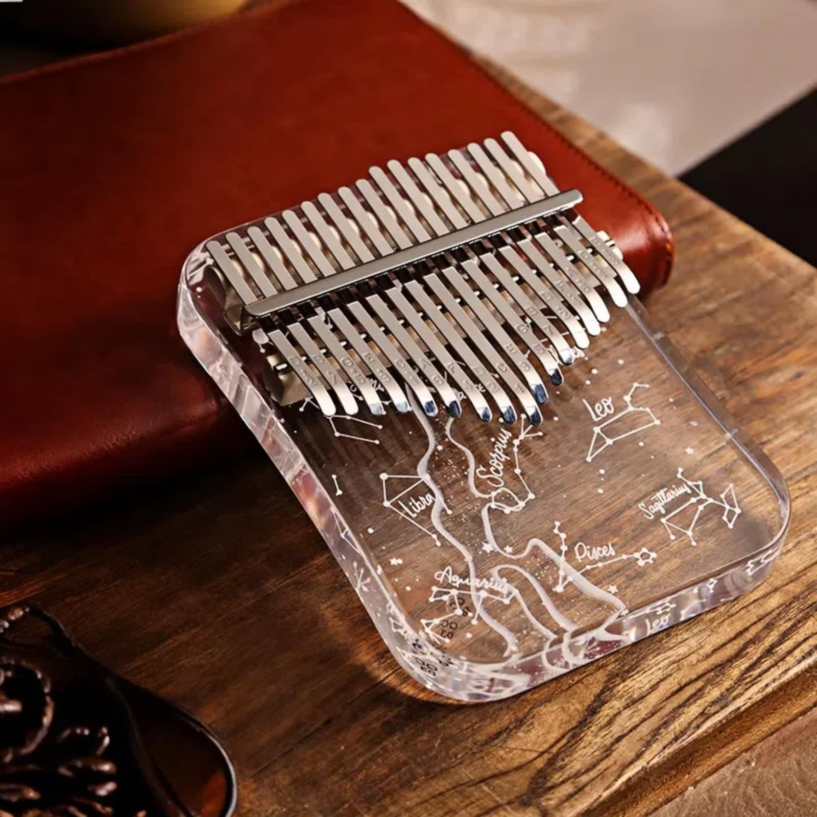 Kalimba 21 Schlüssel, Crystal Fingerklaviere，Professionelle Daumenklavier Carlimba, Mbira Instrumente für Erwachsene und Kinder (Weiß)