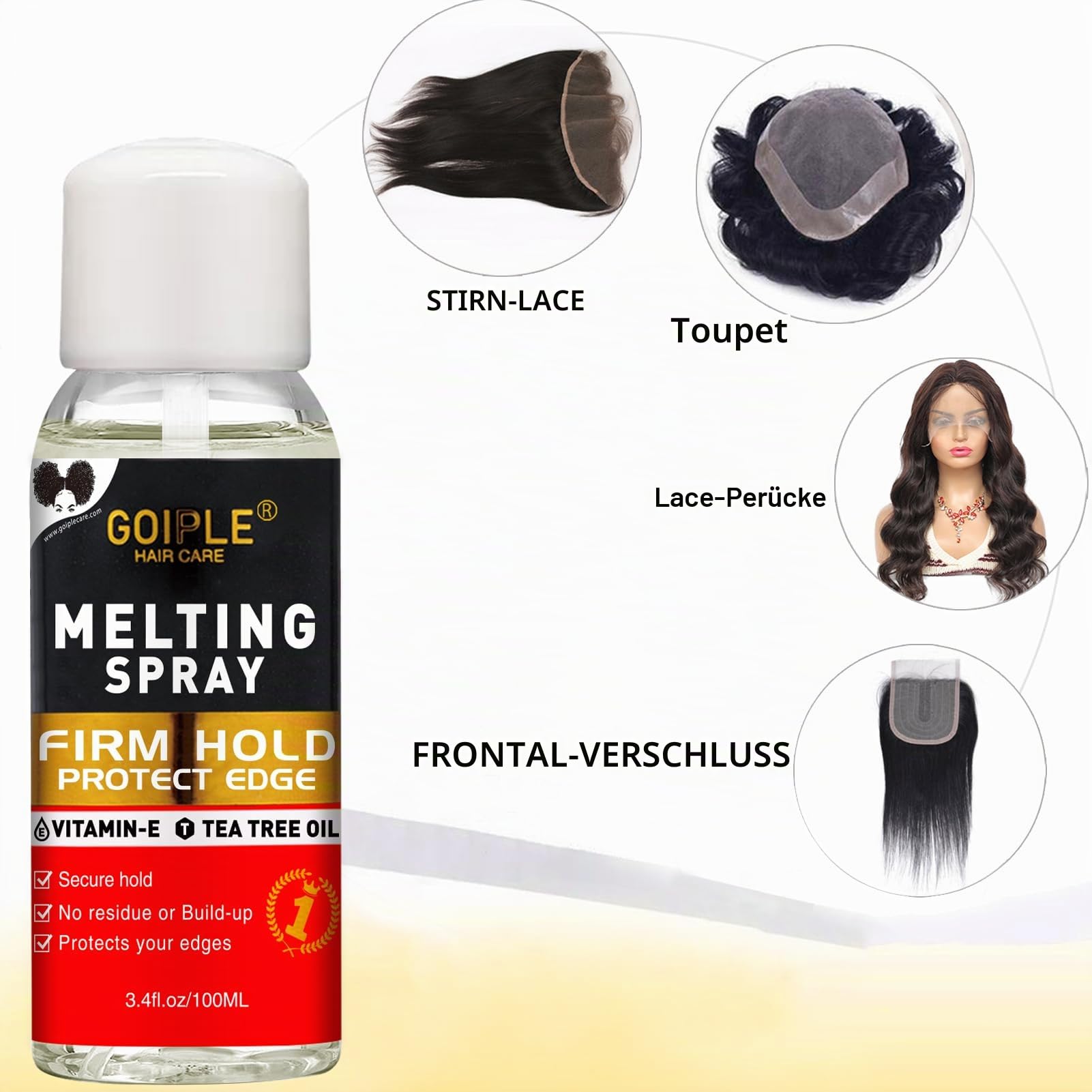 Haarverlängerungs-Kleber-Spray-Set, Lace-Front-Perücken- und Verschluss-Kleber, kein Schmelzen für Perücken & Extensions