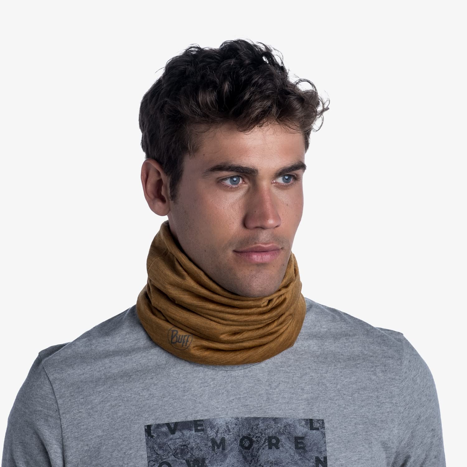 BUFF®| Merino Lightweight Multifunktionstuch Tour de cou Homme Femme Adulte, Echarpe multifonctionnelle, 100% Laine mérinos, Randonnée, Outdoor, Durable, Légère, Fine, Taille unique, Bleu noche