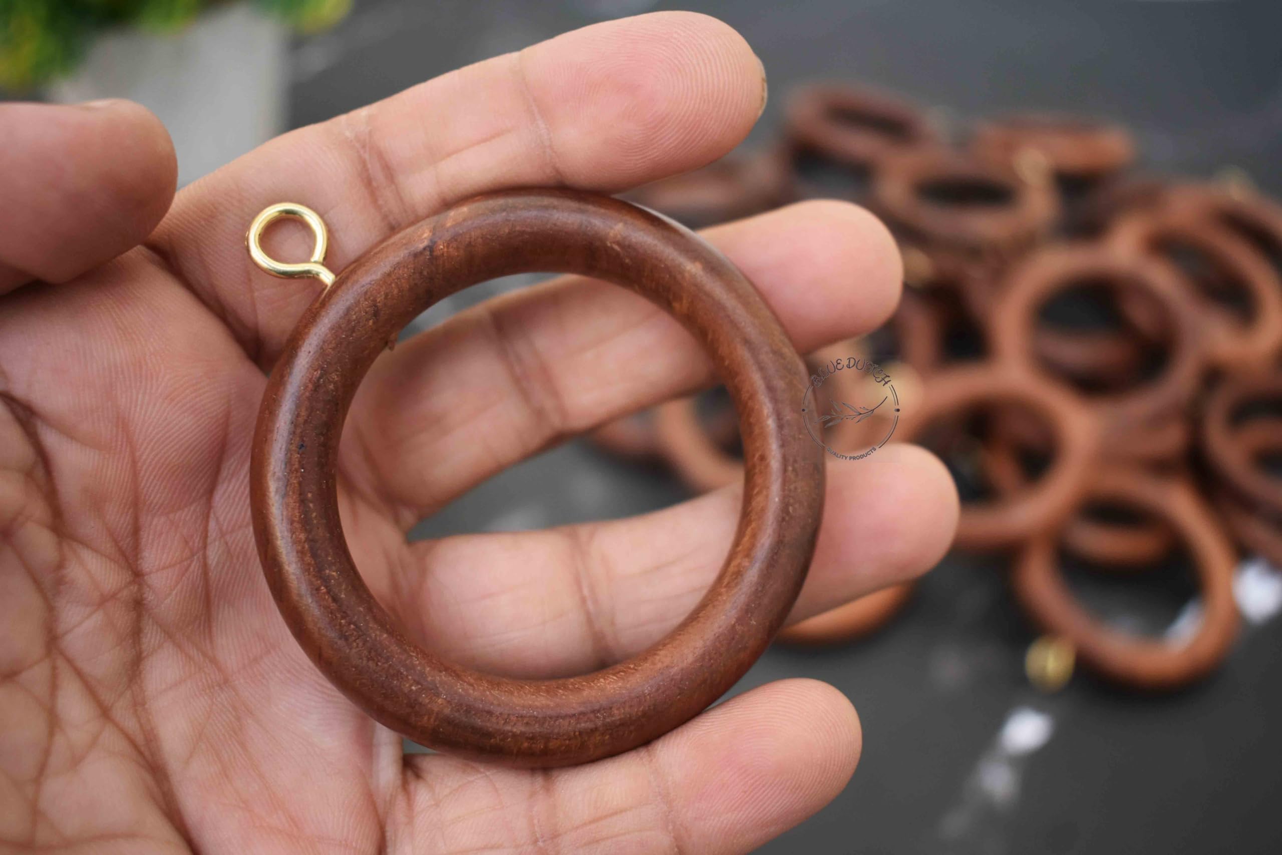 Anelli classici per tende in legno, set di [24, 48, 100] – fascino rustico per la vostra decorazione della casa – scorrimento liscio, facile da installare – materiale in legno sostenibile – [BLUE