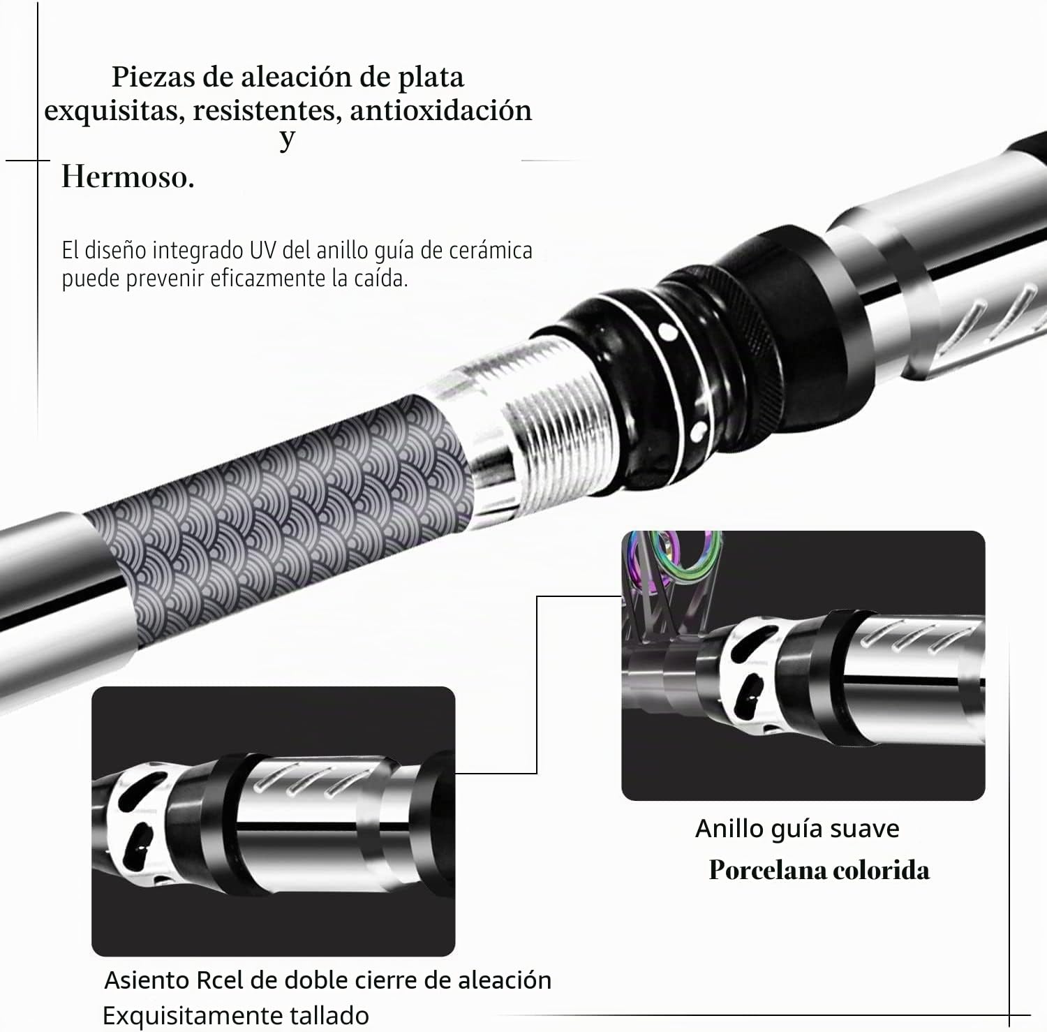Juego de caña de Pescar portátil y Carrete Combinado de Fibra de Carbono, Punta de caña Fluorescente señuelos de Pesca,Kits de Bolsa de Transporte de línea para Viajes Agua Salada Agua Dulce