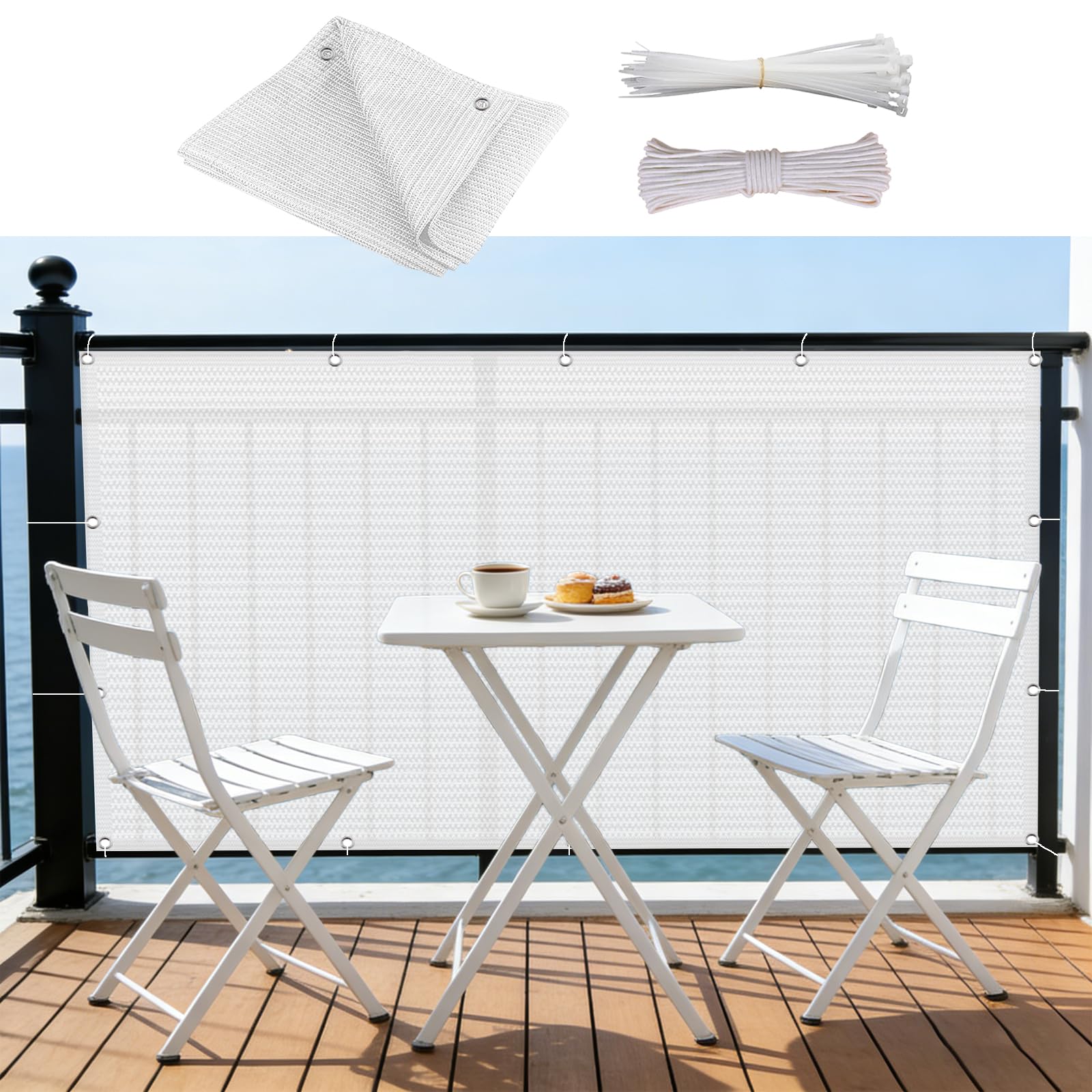 Cache vue exterieur jardin blanc anti regard pour balcon et patio exposé