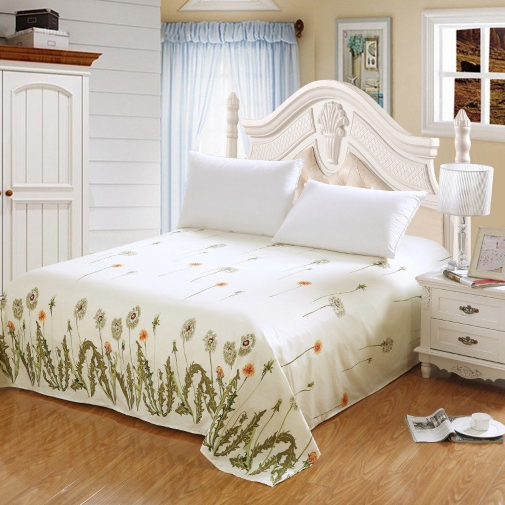 Drap de lit rayé imprimé G 230x250cm pour lits simples et doubles