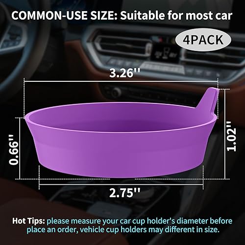 Miniatura 2 de ME.FAN Portavasos para automóvil (paquete de 4) tapetes de silicona para tazas, accesorios interiores universales antideslizantes para empotrar,