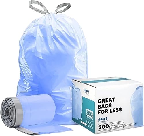 Plasticplace Bolsas de basura de ajuste personalizado, compatibles con simplehuman Code V (100 unidades) con cordón azul tintado 4.2-4.8 galones,