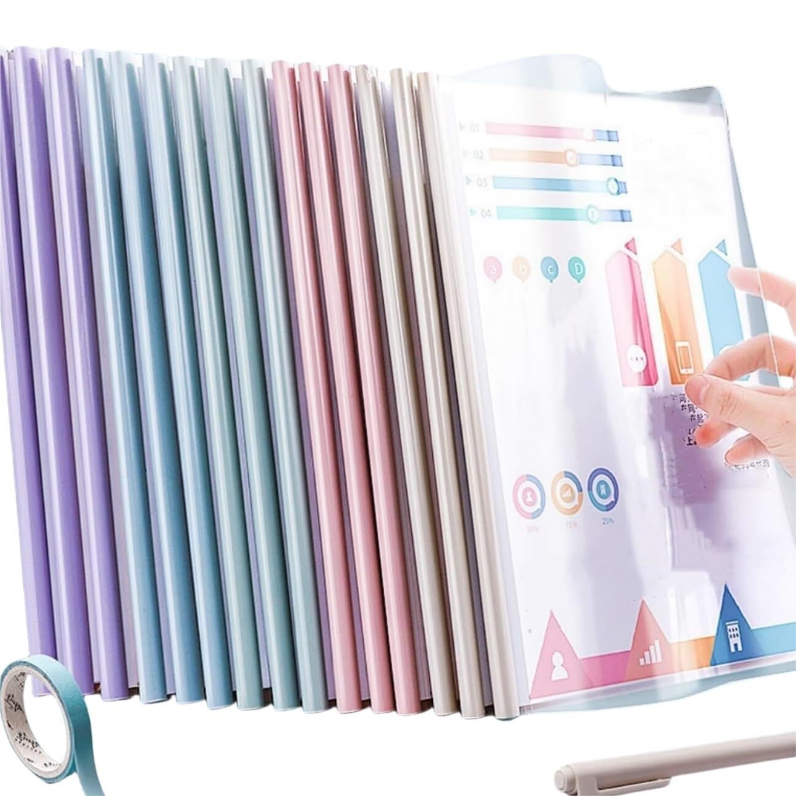 ordner 20er-Packung Durchsichtige Berichtshüllen For A4-/Letter-Papier Mit Schiebeleiste, Transparente Aktenordner For Lebensläufe Und Präsentationen, Organizer-Ordner aktenordner