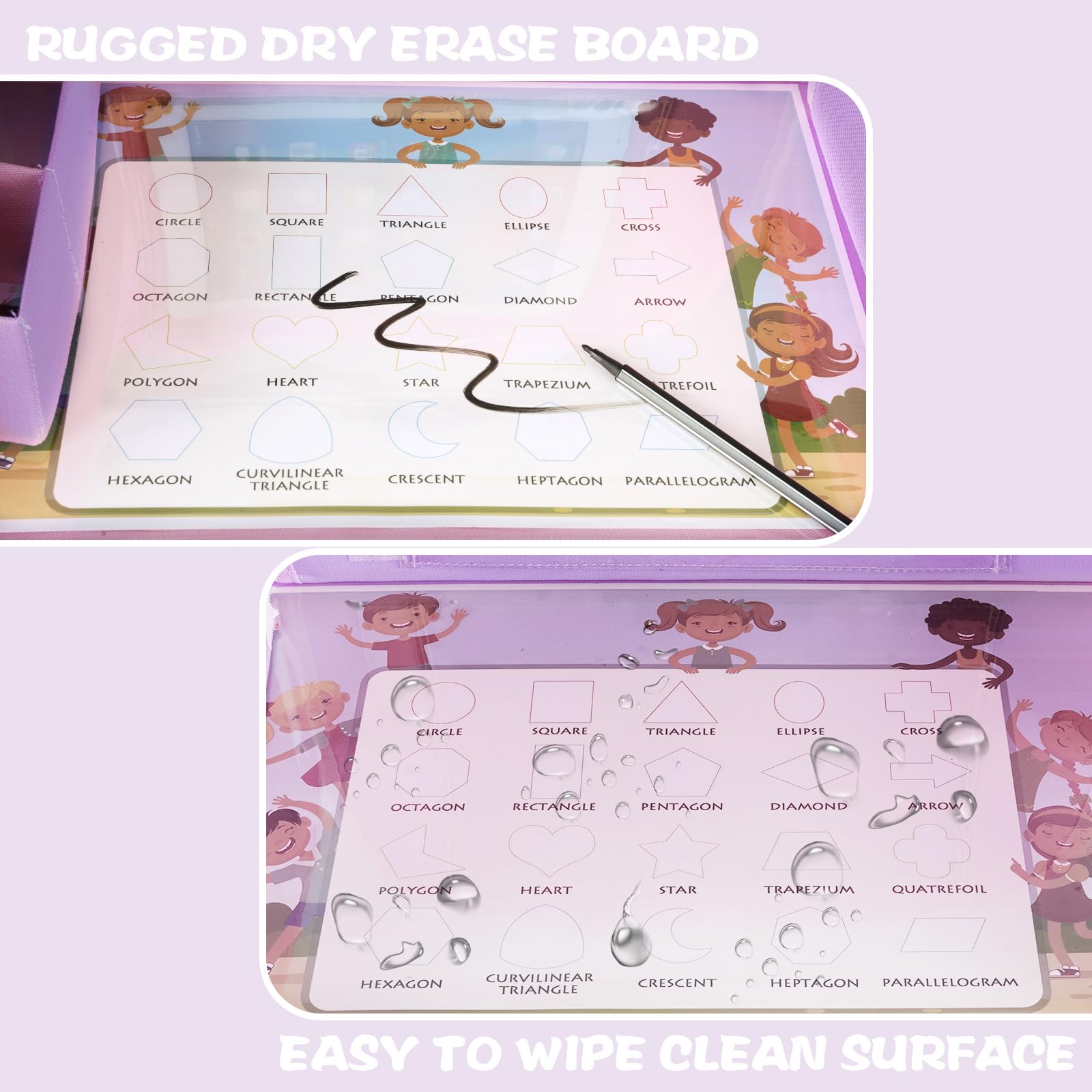 MENZOKE Car Seat Tray for Kids Travel, Car Seat Activity Trays with Educational Drawing Board，Tablet Holder & Cooler Cup Holder, Holiday Gifts for Kids Car Trip, Purple