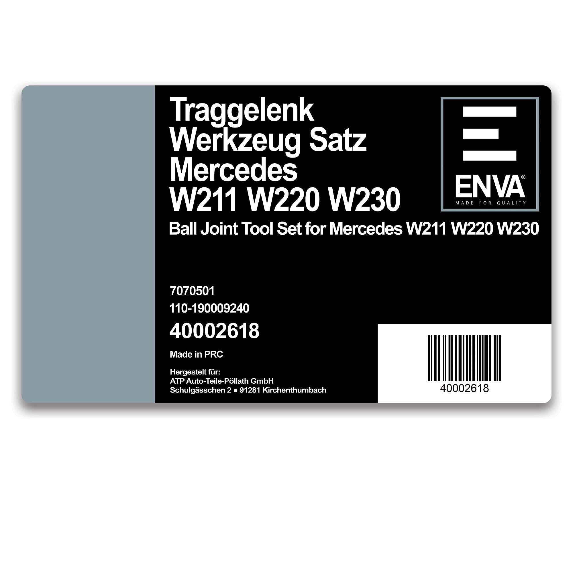 Set di estrattori per Giunti sferici ENVA 5 pz. Compatibile con l'utensile Mercedes W211 W220 W230 per l'estrazione e l'inserimento dei Giunti delle sospensioni.