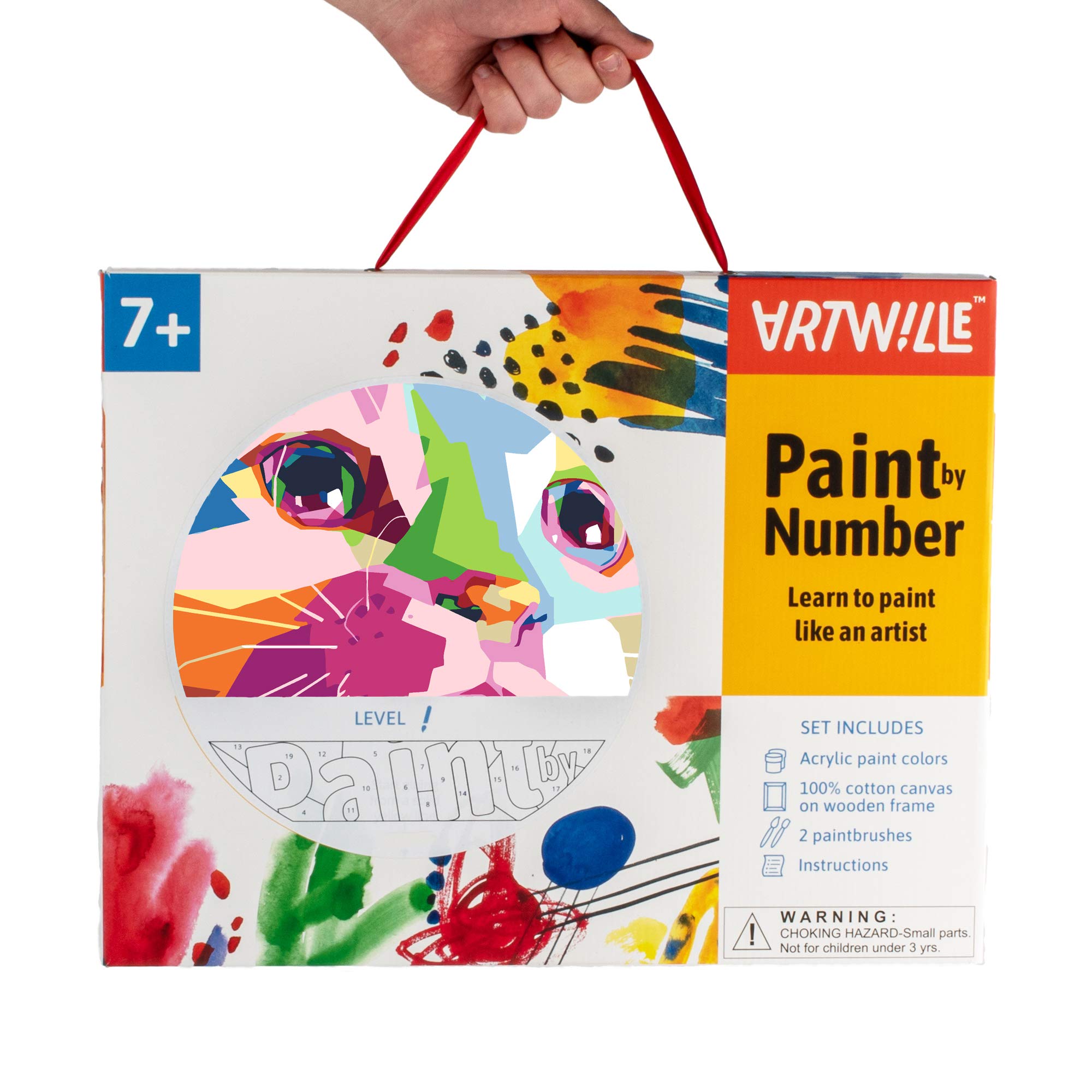 Artwille DIY zestaw do malowania po numerach, dla dorosłych i dzieci, 30 x 40 cm, zestaw do malowania akrylowego - "uroczy kot"