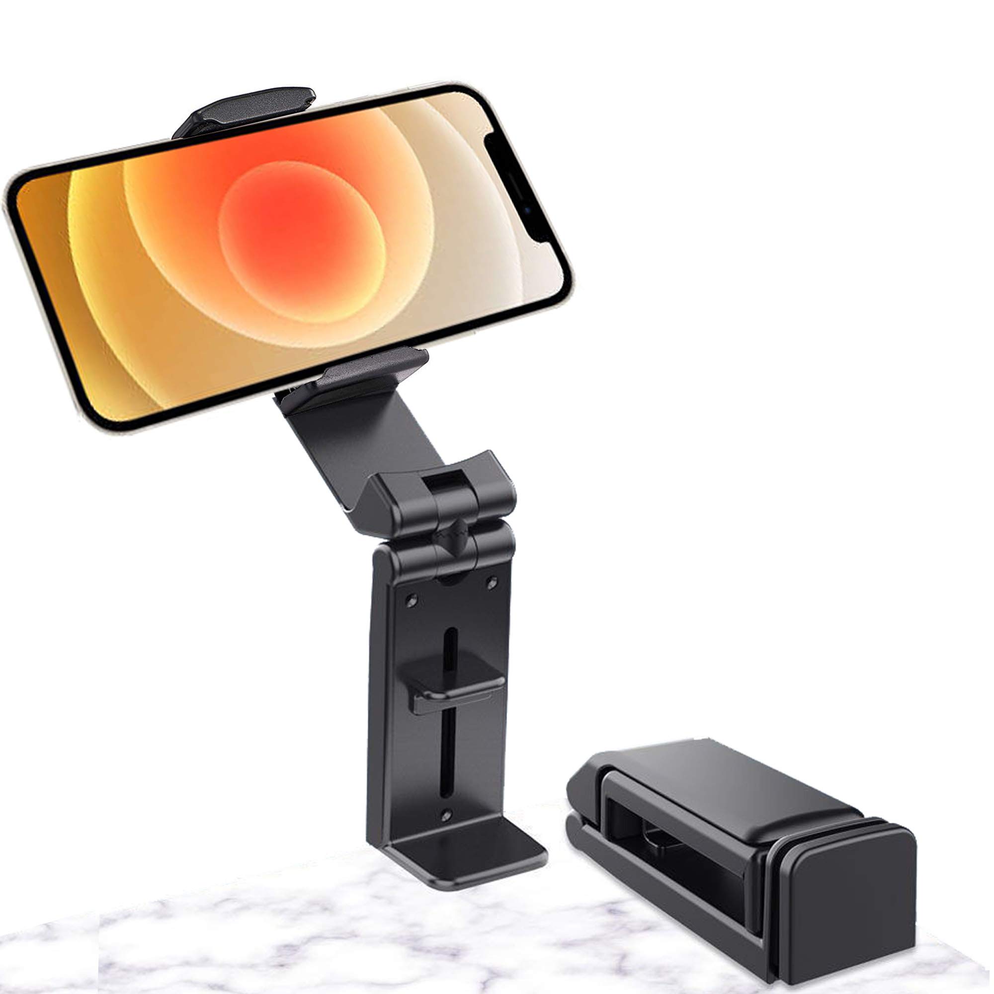 BROLAVIYA Universal in Flight Airplane Mobile Phone Holder Mount, Multi-Purpose 360 Degree Rotation Travel Accessory for Flying,Office Desk,Black