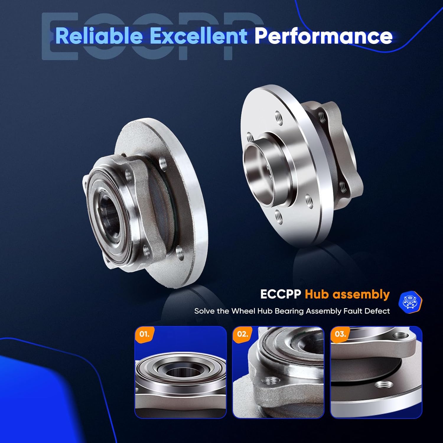 ECCPP Pair of 2 New Complete Front Wheel Hub Bearing Assembly 4 Lugs w/ABS for 2002-2009 Mini Cooper Compatible with 513226