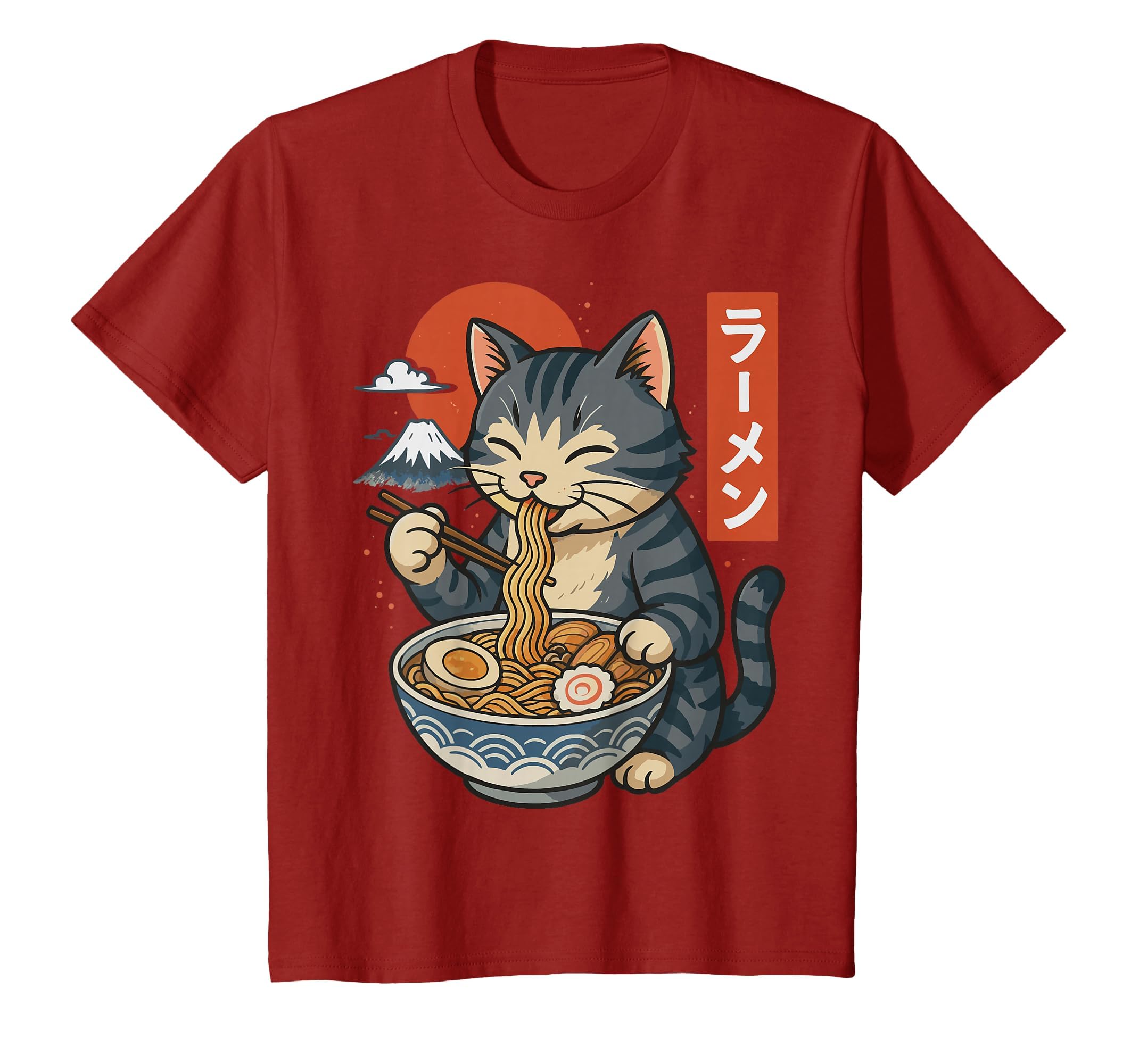 Anime Cat Eating Ramen Retro Kawaii Ramen Cat T-Shirt