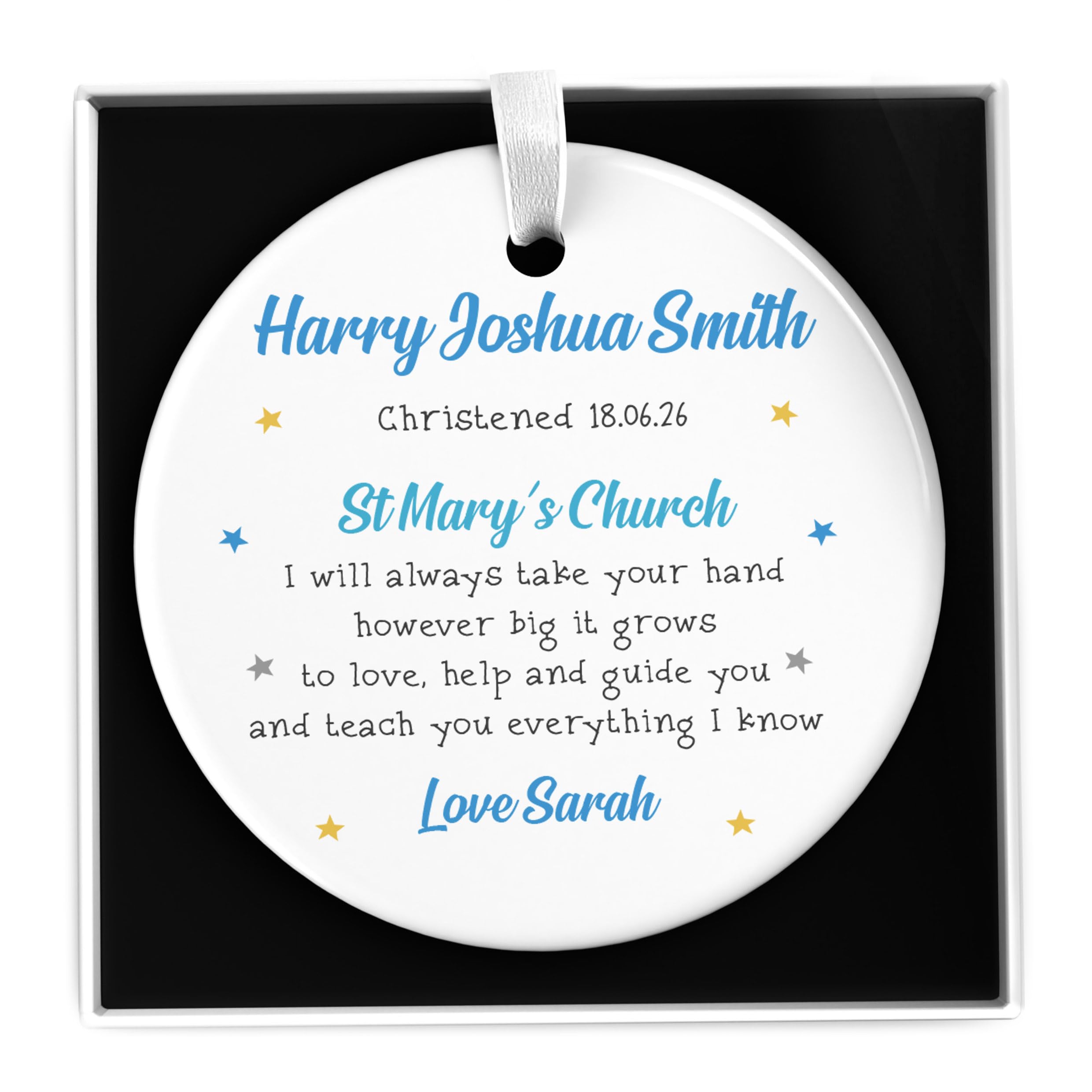 Beecreative Christening Gifts for Godson, Personalised Christening Day Gift