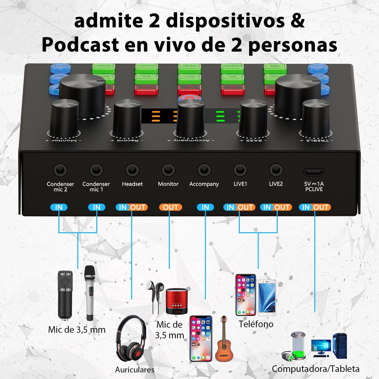 Paquete de equipo para podcast, cambiador de voz y micrófono de condensador, set de micrófonos para podcast para gamers, podcasting, grabación, canto y streaming