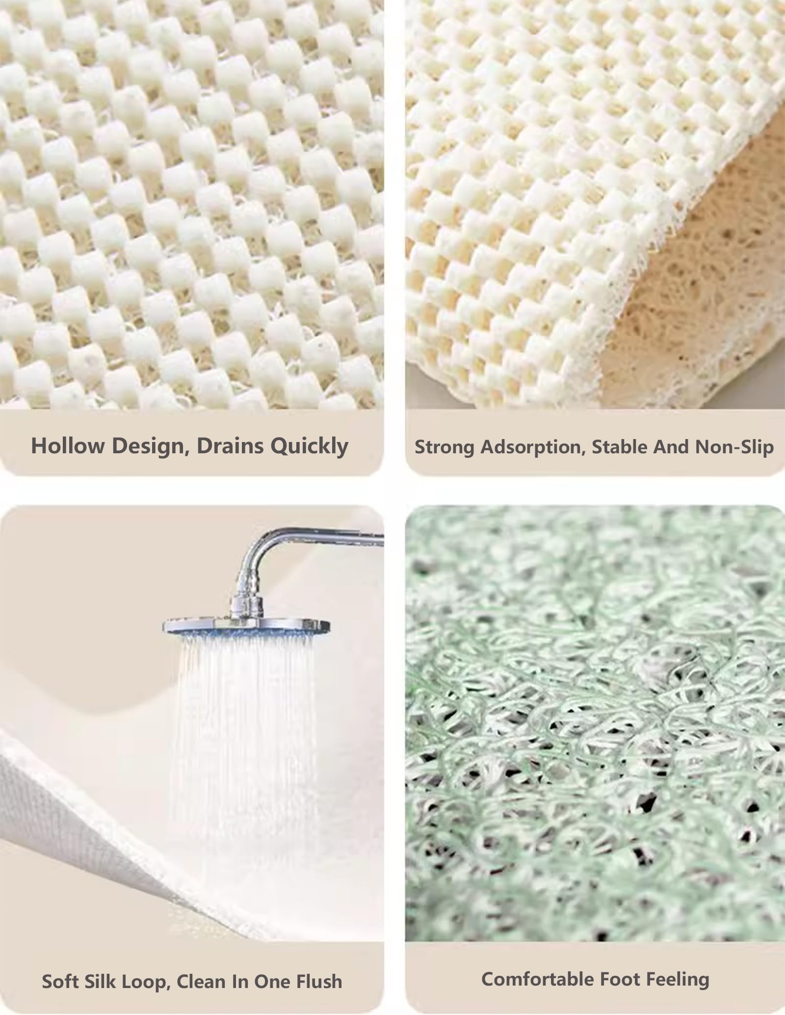 Hoek Douchemat Antislip - Douchemat Voor Inloopdouche -Douchemat Wit
