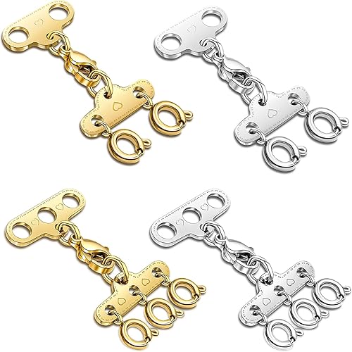 4 piezas de cierres de collar en capas doradas y plateadas para collar separador de collar para capas múltiples collares desenredantes cierres de