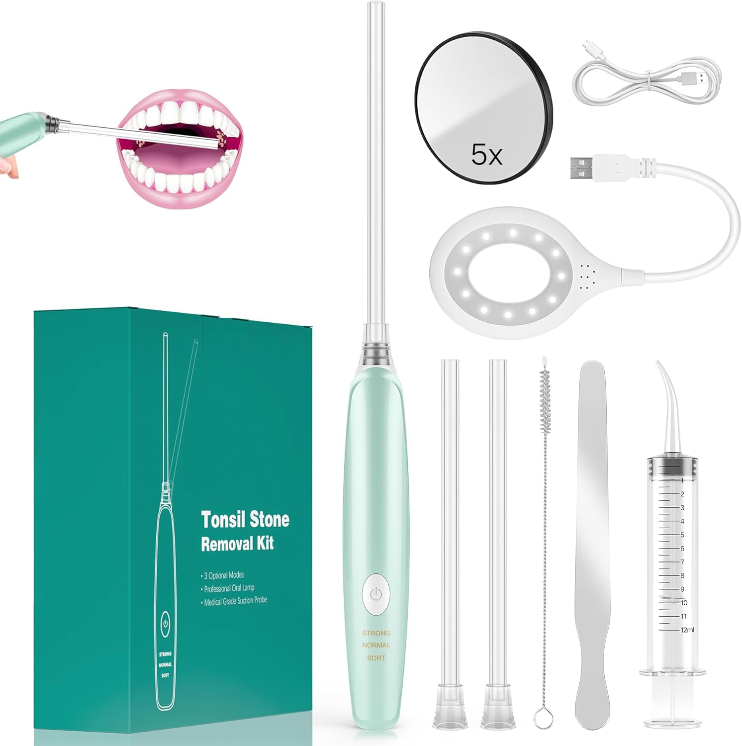 Electric Tonsil Stone Remover Vacuum ProGrade Tonsil Stone Removal Kit with LED
