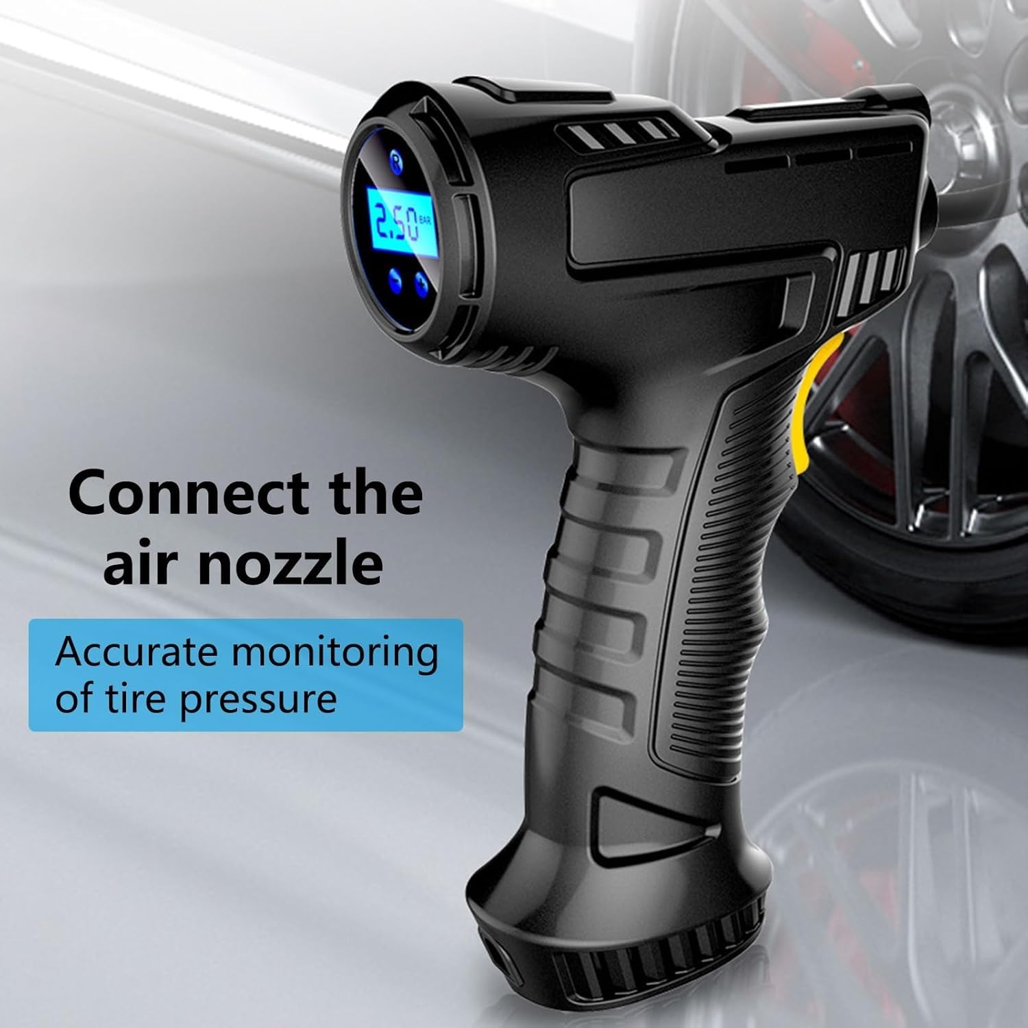 Compresor Aire Portatil 150PSI 120W - Inflador Ruedas Coche Recargable USB-C, con Pantalla LCD y Luz LED, Hinchador Electrico para Moto/Bicicleta/Balones y Etc