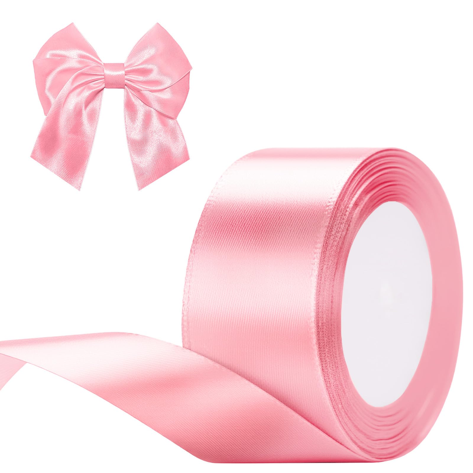 G2PLUS Baby Pink Satin Ribbons 10mm: Thick Fabric Gift Wrap Ribbons for Crafting, Party Decoration, 22m — view 86
