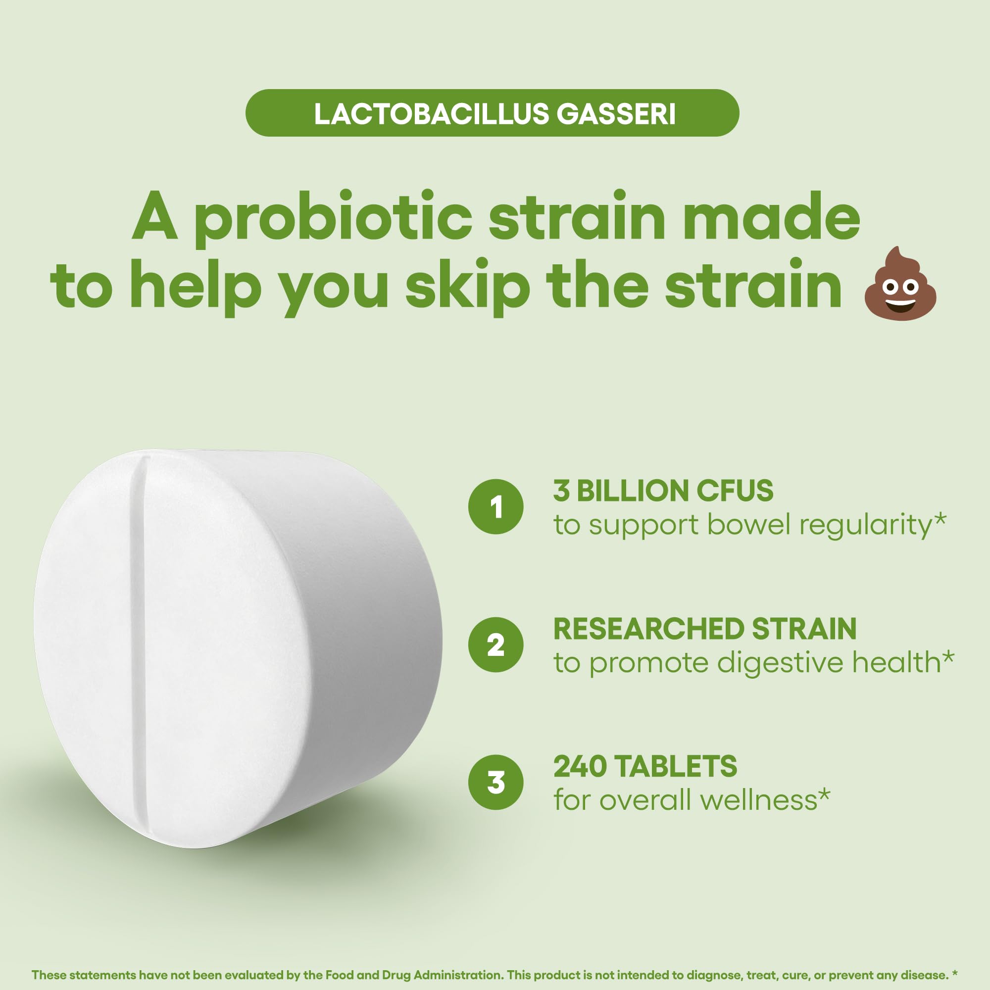 Lactobacillus Gasseri Probiotic Supplement 240 Tablets 3 Billion CFU Probiotics for Men & Women Supports Intestinal Digestive & Gut Health (240, Lactobacillus Gasseri)