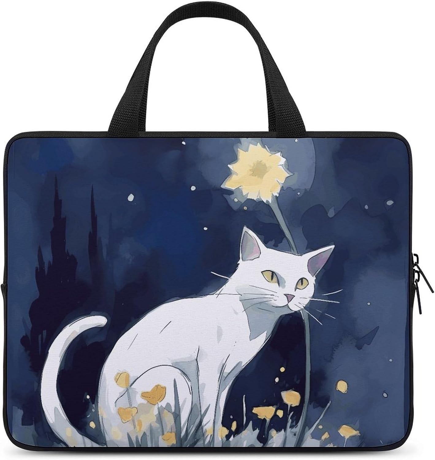 Laptop Case Sleeve Shockproof Computer Carrying Bag White Cat Laptop Bag Tote Lightweight Notebook Case Cover Traveling Briefcase Handle Bags for Travel Business 17inch