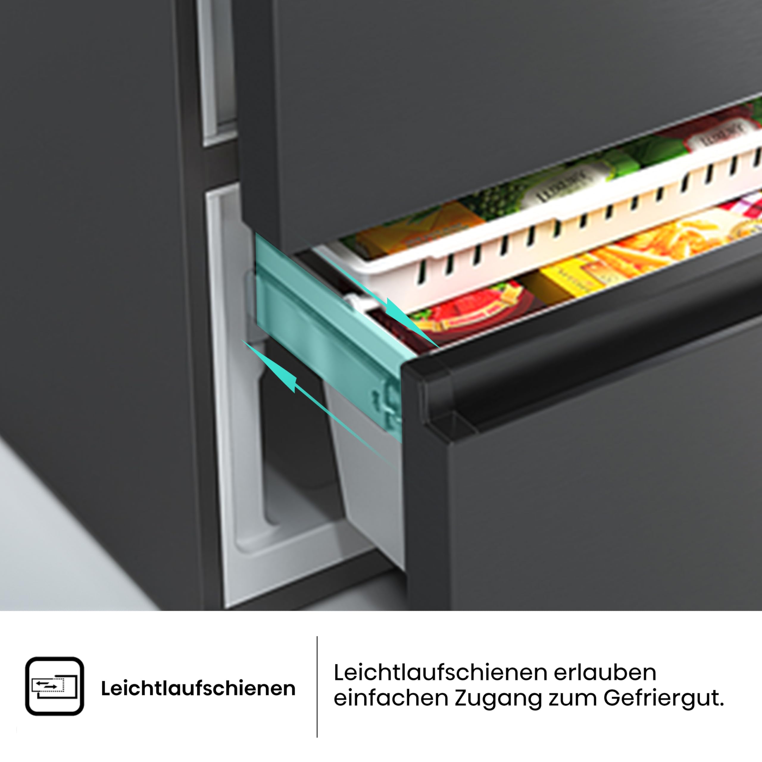 Hisense RF632N4WFE French Door Kühlschrank mit Wasserspender 70cm 485L Schwarz Energieklasse E