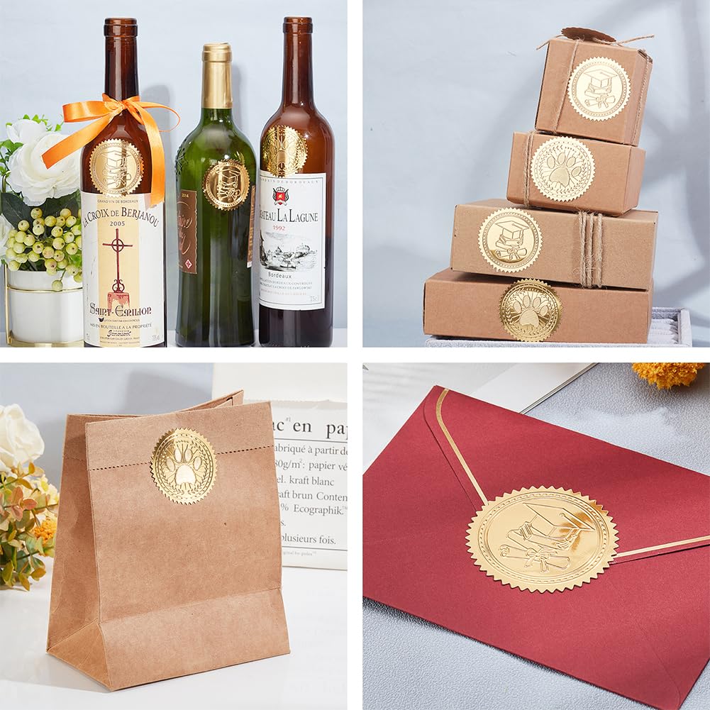 CHGCRAFT 100 Pezzi Certificato di eccellenza d'oro sigillo adesivo autoadesivo Foil etichette in rilievo adesivi per la cerimonia di laurea azienda celebrazione medaglia decorazione certificato premi