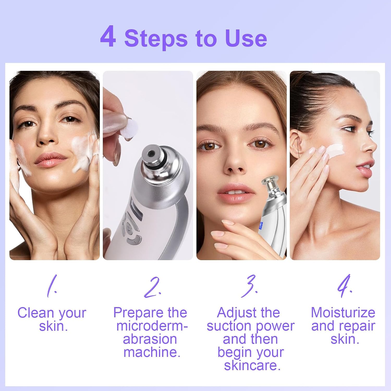 Personal Microdermabrasion Machine, Rechargeable Suction Microderm Facial Device with 9pcs Diamond Dermabrasion Head and 5 Levels for Professional Face & Body Skin Care Salon Home Use - Image 6