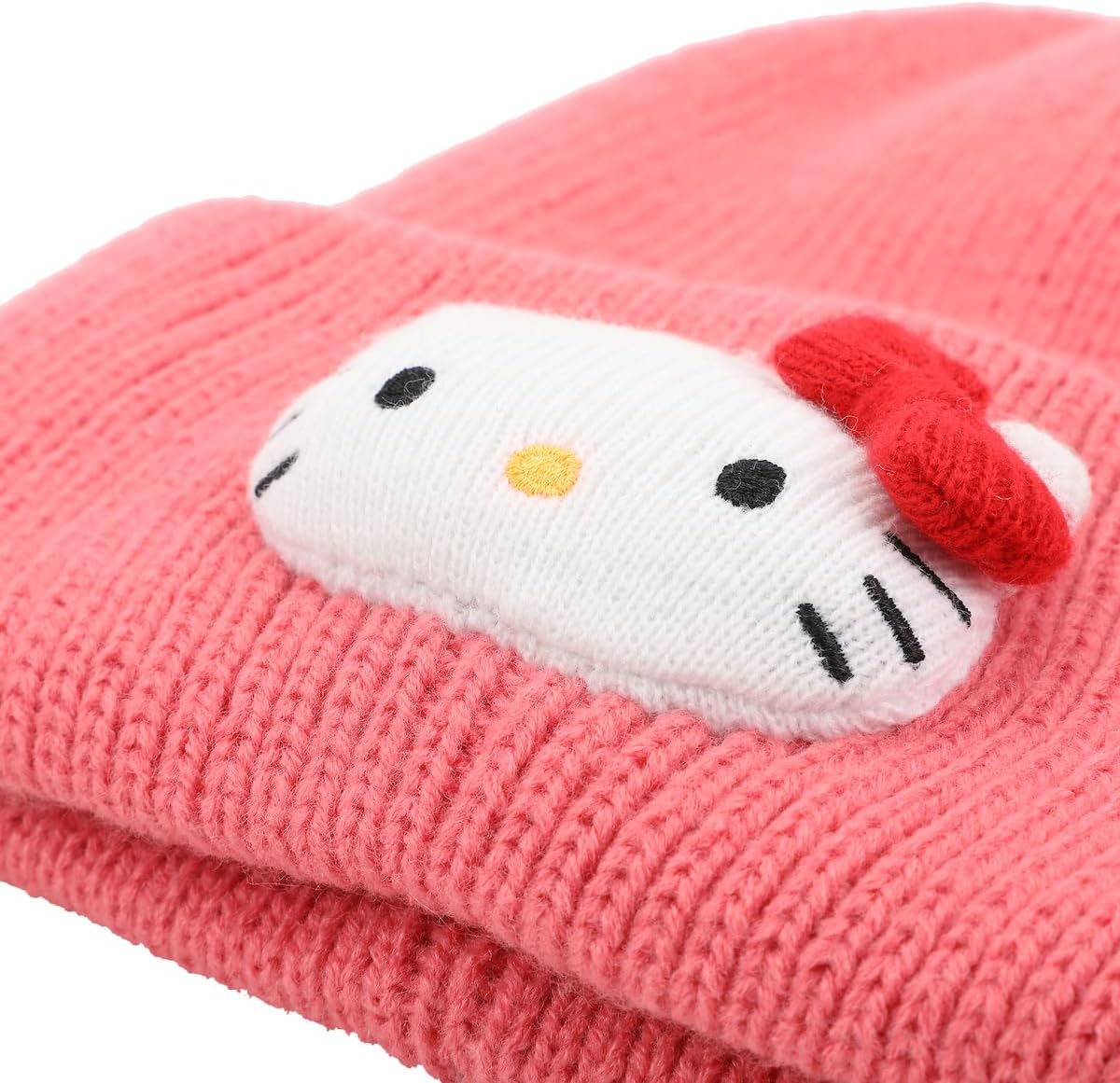 Hello Kitty 3D Plush Character Head Red Tall Cuff Beanie - Image 2