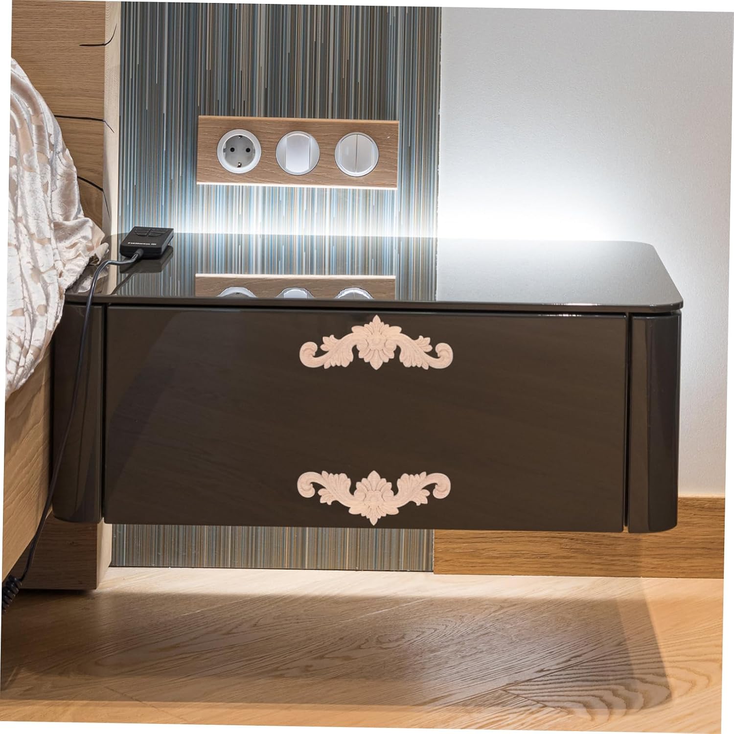 MAGICLULU 2pcs Wooden Appliques for Furniture Decorative Wood Onlays for Wardrobes and Cabinets Easy to Install Real Wood Crafting Accessories