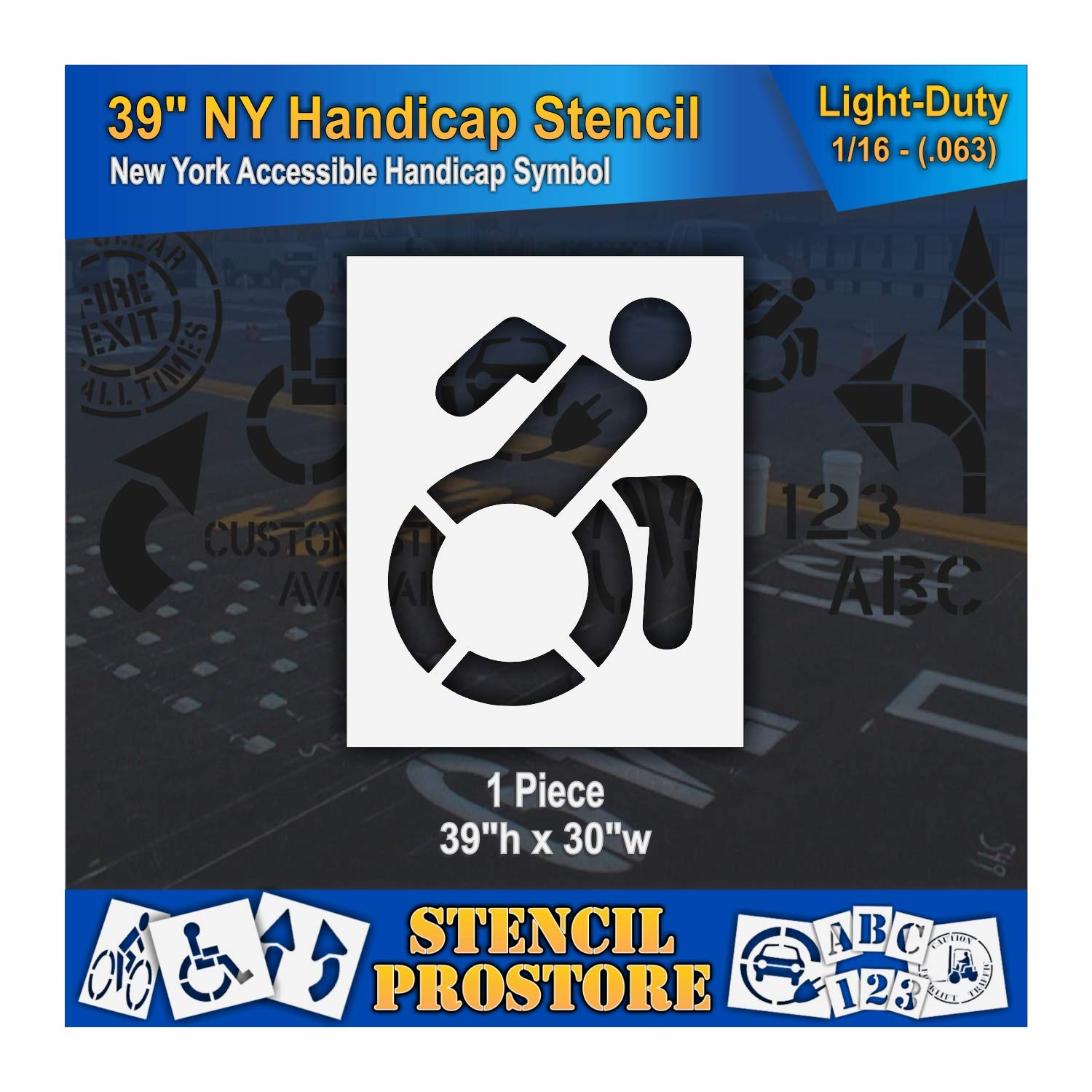 Pavement Stencils - 39 in - Accessible Icon Symbol Stencil - 39'' x 30'' x 1/16" (63 mil) - Light-Duty