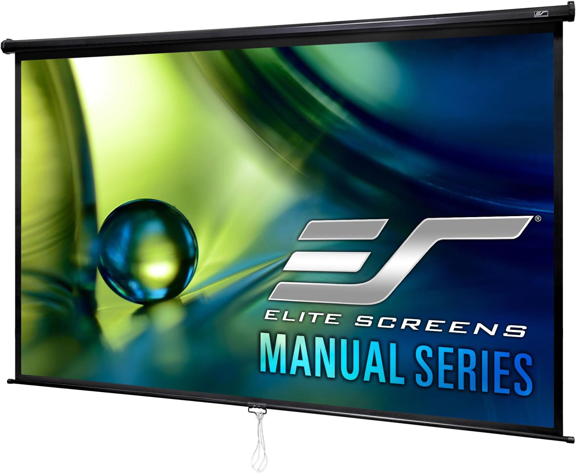 Elitescreens Manual Series, 80-INCH Pull Down Manual Projector Screen with AUTO LOCK, Movie Home Theater 8K / 4K Ultra HD 3D Ready, 2-YEAR WARRANTY, M80UWH, 16:9, Black