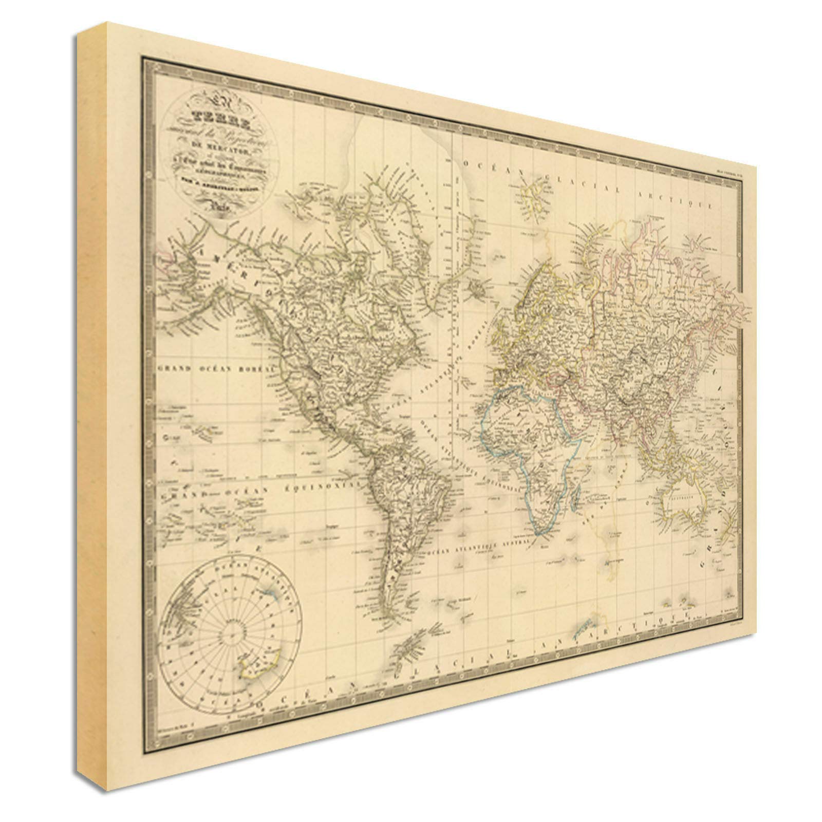 Vintage Old World Map Style Canvas Wall Art Picture Print Paintings Oil Painting Original Drawing Poster Photo (8x10inch NO Framed)
