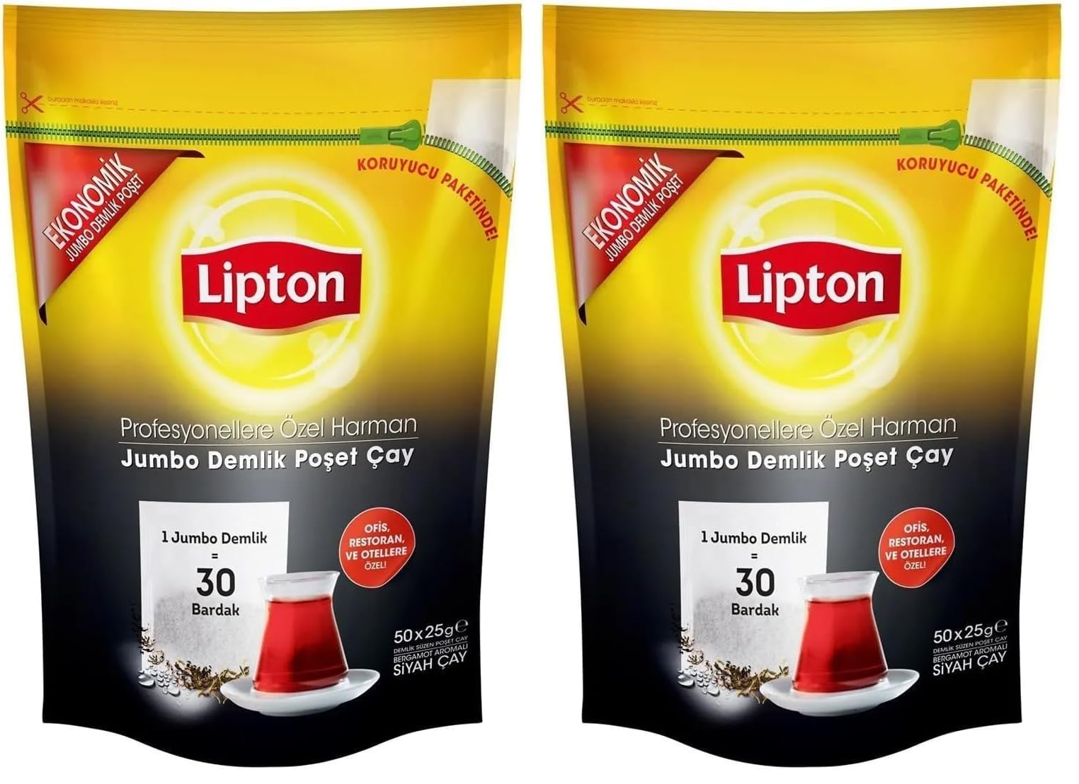 Lipton Profesyonellere Özel Jumbo Demlik Poşet Çay, 30'lu, 750 G (30x25G) (2 paketi)