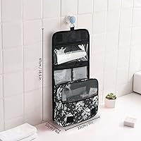 Vista 6 de Neceser colgante con calavera y mariposa de llama, bolsa de maquillaje de viaje para artículos de tocador, organizador de artículos de aseo portátil