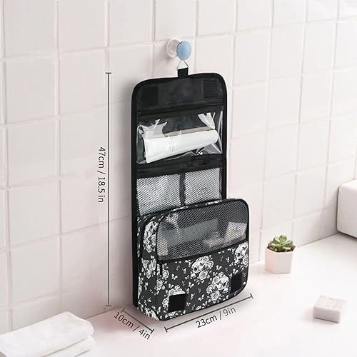 Miniatura 6 de Neceser colgante con calavera y mariposa de llama, bolsa de maquillaje de viaje para artículos de tocador, organizador de artículos de aseo portátil