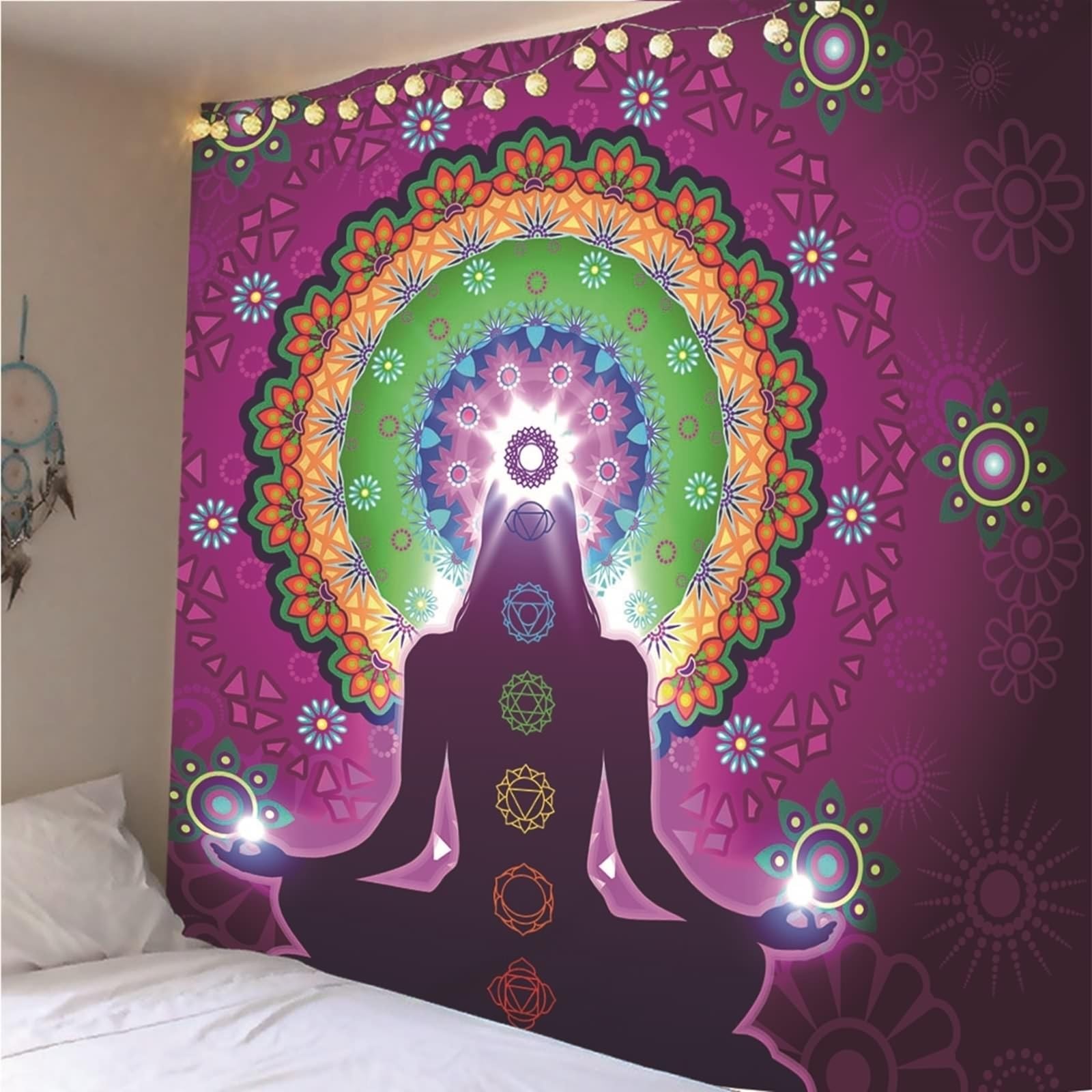 Wycian Arazzo da parete Mandala Hippie XXL multicolore Mandala microfibra 350 x 256 cm (larghezza x altezza)
