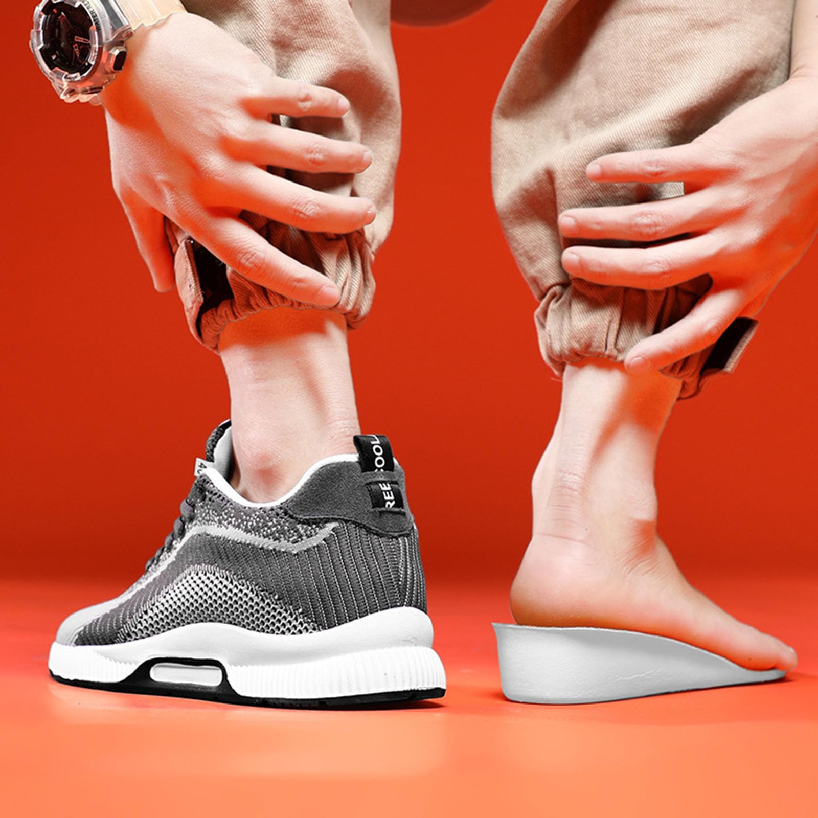 Zapatillas deportivas para hombre transpirables elevadoras de 6 cm – Zapatillas de running en malla, zapatillas de cuña con cordones, tenis de malla degradada, suela gruesa y trasera | Caminar