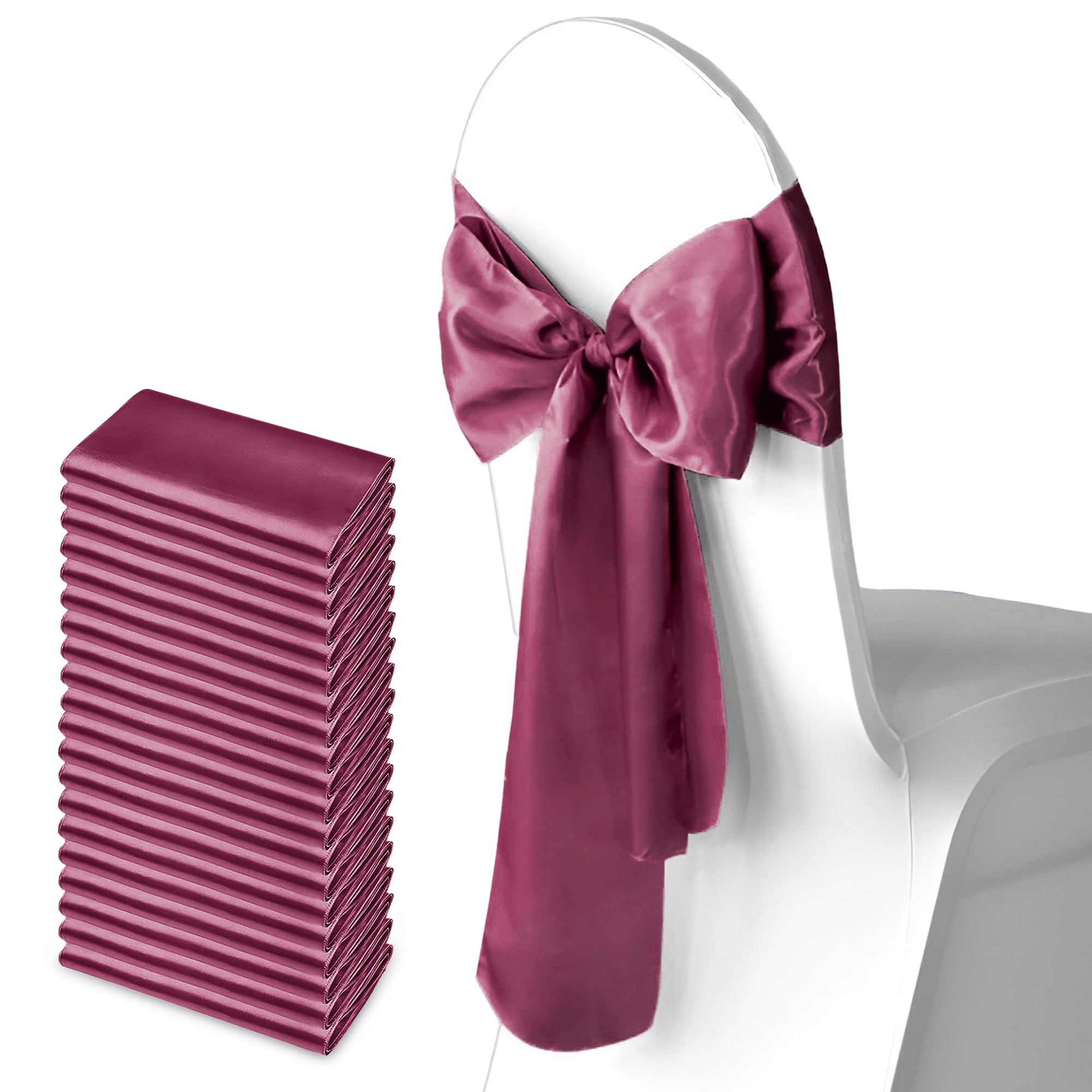 Trimming Shop 7" x 108" Grape Satin Chair Saheses, 25 pcs — image 1