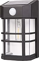 Vista 2 de Sylvania 62407 - Farol solar cuadrado para montaje en pared con sensor PIR, LED y batería incluida, 100 lm, 2700 K, blanco suave, acabado plateado