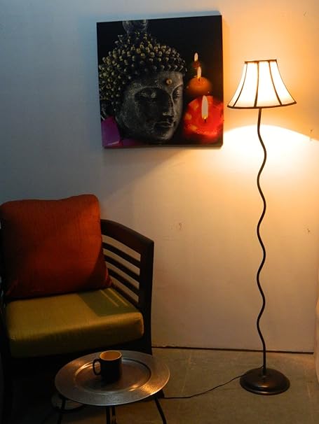 Floor LAMP with Stripe Shade