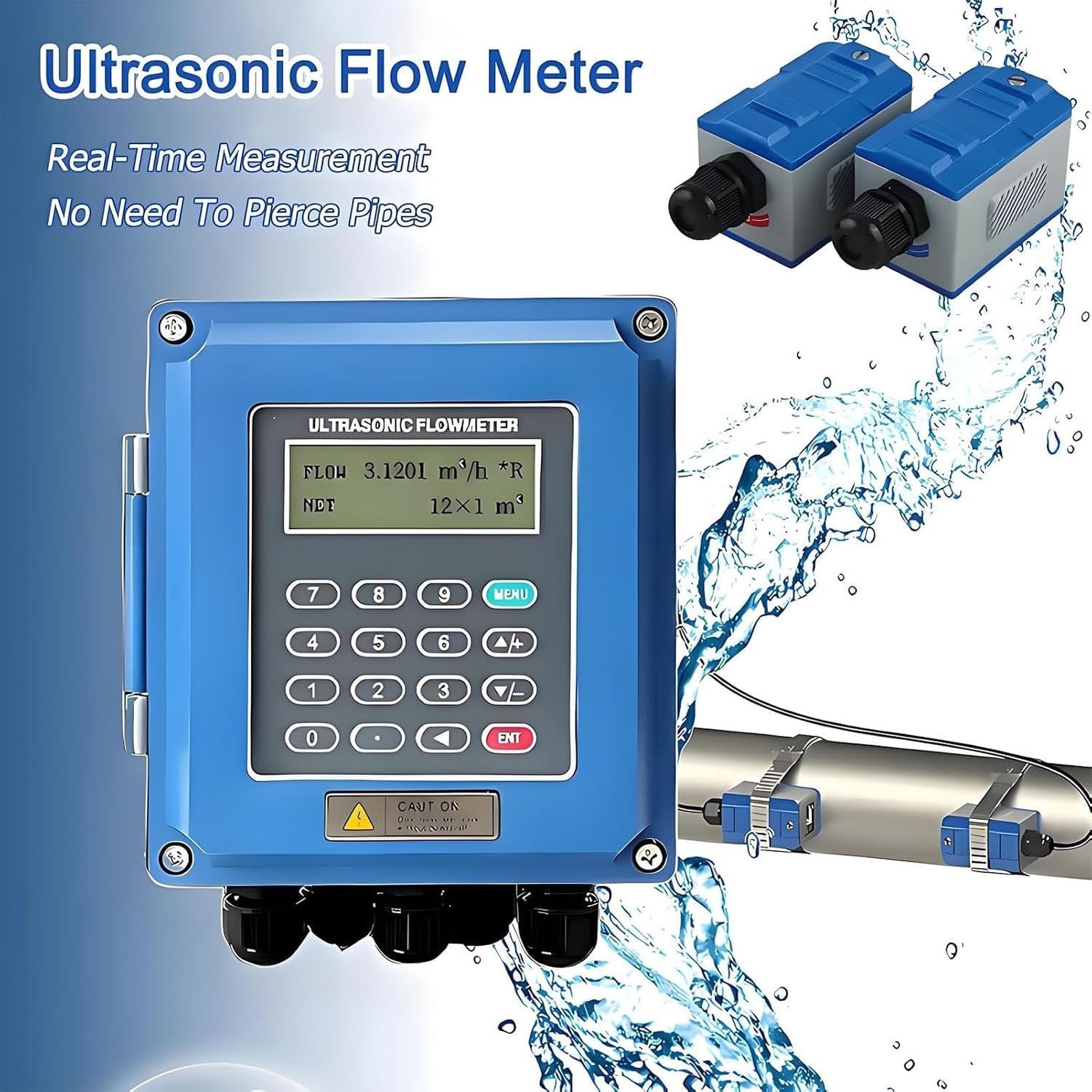 Medidor de flujo ultrasónico, caudalímetro industrial DN50-DN700, contador