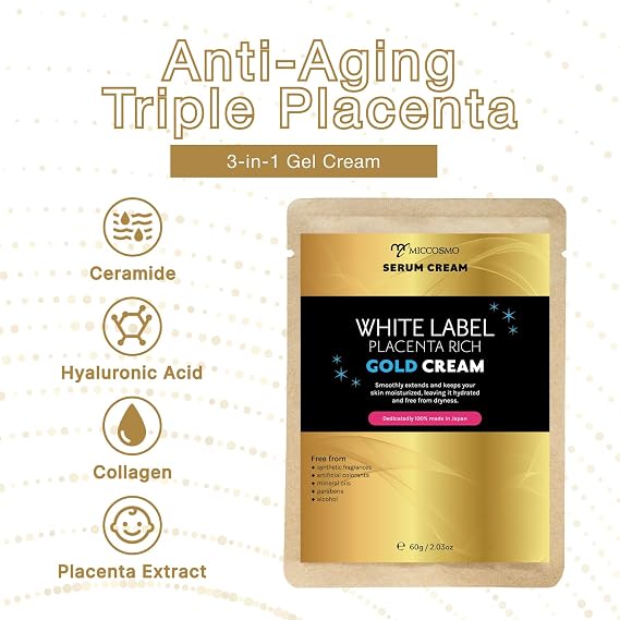 White Label Placenta Rich Gold Gel Cream 60g Hydrating Moisturizer