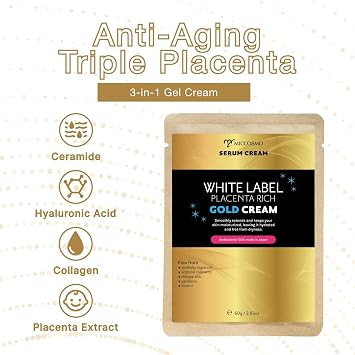 White Label Placenta Rich Gold Gel Cream 60g Hydrating Moisturizer