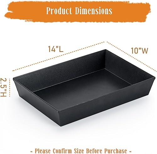 Miniatura 8 de Kazozobi Sartén para pizza estilo Detroit de 14 x 10 pulgadas, sartén antiadherente de acero aluminizado para tartas profundas