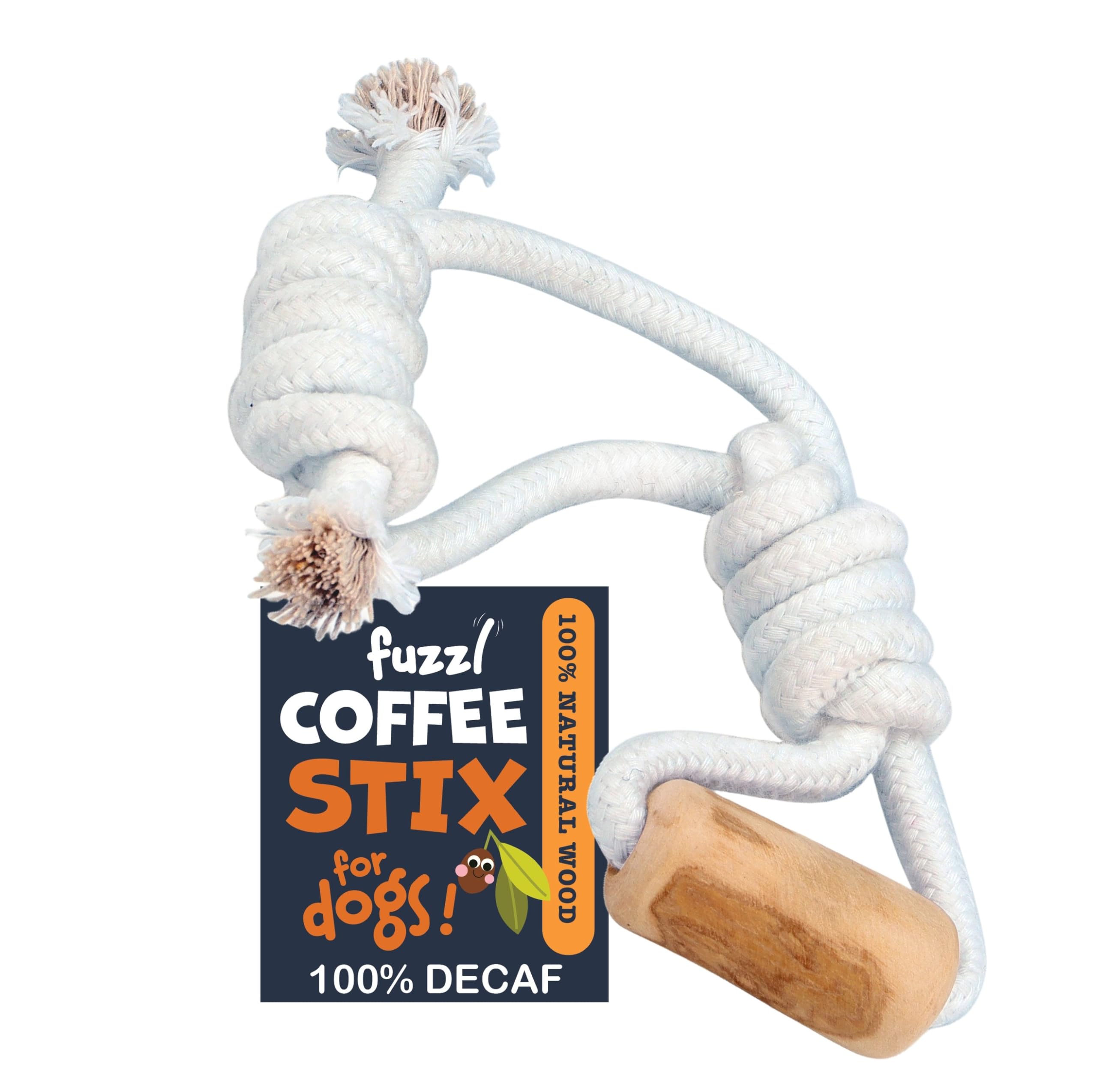 Fuzzl Coffee Stix & Rope Lobber Coffee Wood Chew Throw and Fetch Tough Dog and Puppy Toy, Natural