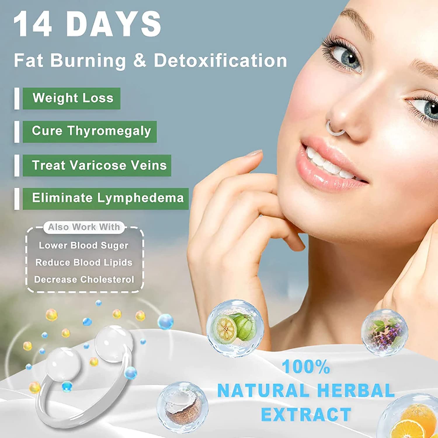 15Pcs LymphStar Body Detox & Fat Burn Liver and Lung Cleanse Essential Oil Nose Ring,Superslim Slimming & Detoxifying Essential Oil Ring Help You Get Healthie